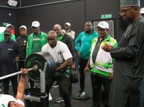 Chairman of the National Sports Commission (NSC), Shehu Dikko, during a visit to Team Nigeria's Commonwealth Games training camp in Aberdeen, Scotland.