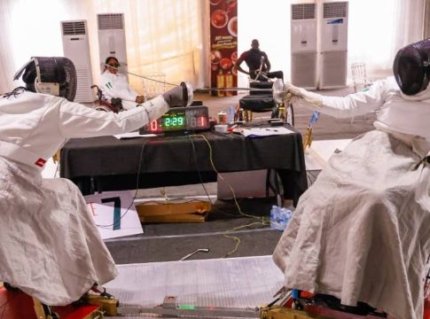 Action during 2026 Commonwealth Fencing Championships in Lagos, Nigeria.