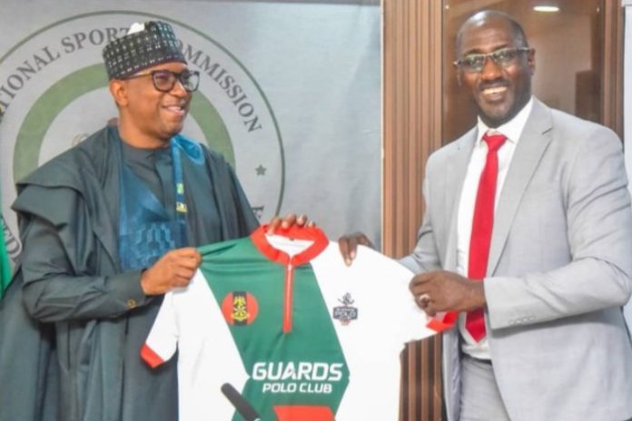 National Sports Commission chairman, Shehu Dikko (L) with President of Guards Polo Club Abuja, Mustapha Junaidu (R).