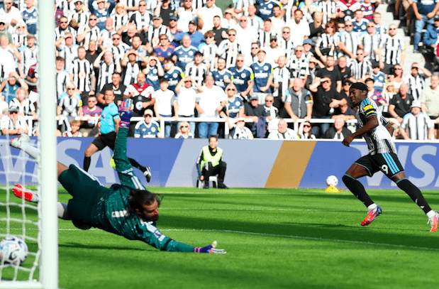 Newcastle winger Anthony Elanga Scores.