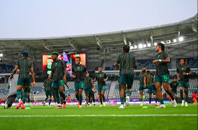 The Super Falcons of Nigeria in training