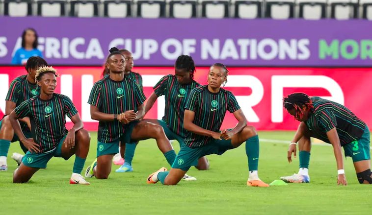 The Super Falcons of Nigeria in training.
