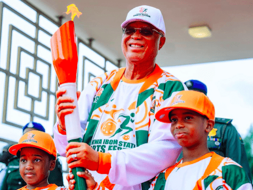 Akwa Ibom State Governor, Umo Eno with Unity Torch.