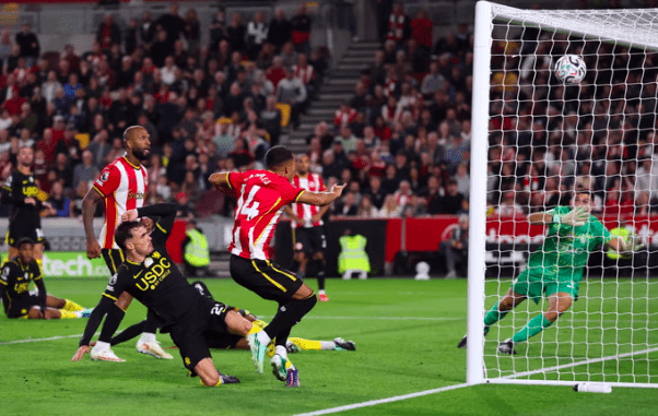 Brentford's Fabio Carvalho score third goal.