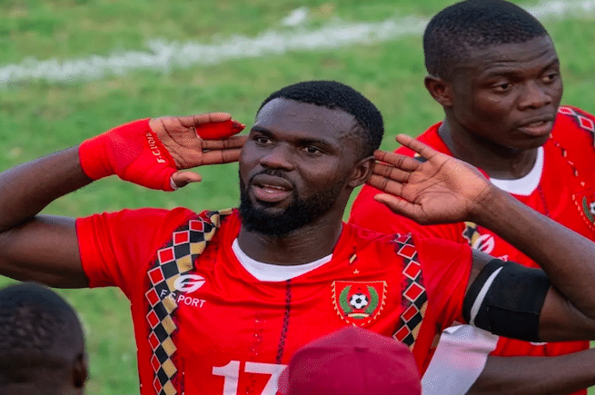 Guinea-Bissau's Mama Baldé celebrates goal.