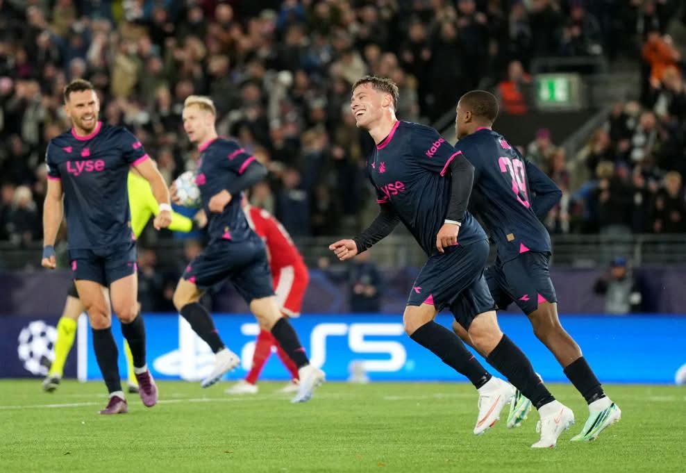Viking defender, Herman Haugen celebrates scoring their third goal